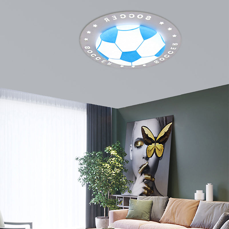 Kid Bedroom Flat Football Flush Mount Light Metal Acrylic Sport Style LED Ceiling Lamp Clearhalo 'Ceiling Lights' 'Close To Ceiling Lights' 'Close to ceiling' 'Flush mount' Lighting' 30661