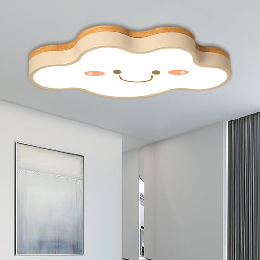 Kid Bedroom Smiling Cloud Ceiling Light Acrylic Cartoon LED Ceiling Mount Lamp in White White Clearhalo 'Ceiling Lights' 'Close To Ceiling Lights' 'Close to ceiling' 'Flush mount' Lighting' 30788