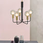 Orb Chandelier Lamp Modern Clear/Smoke Grey Glass 5 Lights Dining Room Ceiling Lamp in Black Clearhalo 'Ceiling Lights' 'Chandeliers' 'Clear' 'Industrial' 'Modern Chandeliers' 'Modern' 'Tiffany' 'Traditional Chandeliers' Lighting' 311132