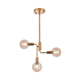 Molecular Semi Flush Lighting Simple Cognac Glass 3 Lights Corridor Semi Flush Ceiling Light in Gold Clearhalo 'Ceiling Lights' 'Chandeliers' 'Close To Ceiling Lights' 'Close to ceiling' 'Glass shade' 'Glass' 'Semi-flushmount' Lighting' 311195