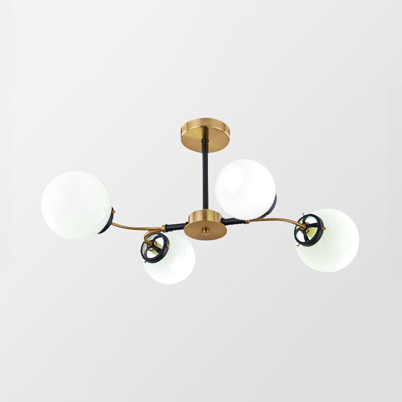 Minimalist Sphere Semi Flush White/Smoke Gray Glass 4/6/8 Lights Living Room Ceiling Light Fixture 4 White Clearhalo 'Ceiling Lights' 'Close To Ceiling Lights' 'Close to ceiling' 'Glass shade' 'Glass' 'Semi-flushmount' Lighting' 311209