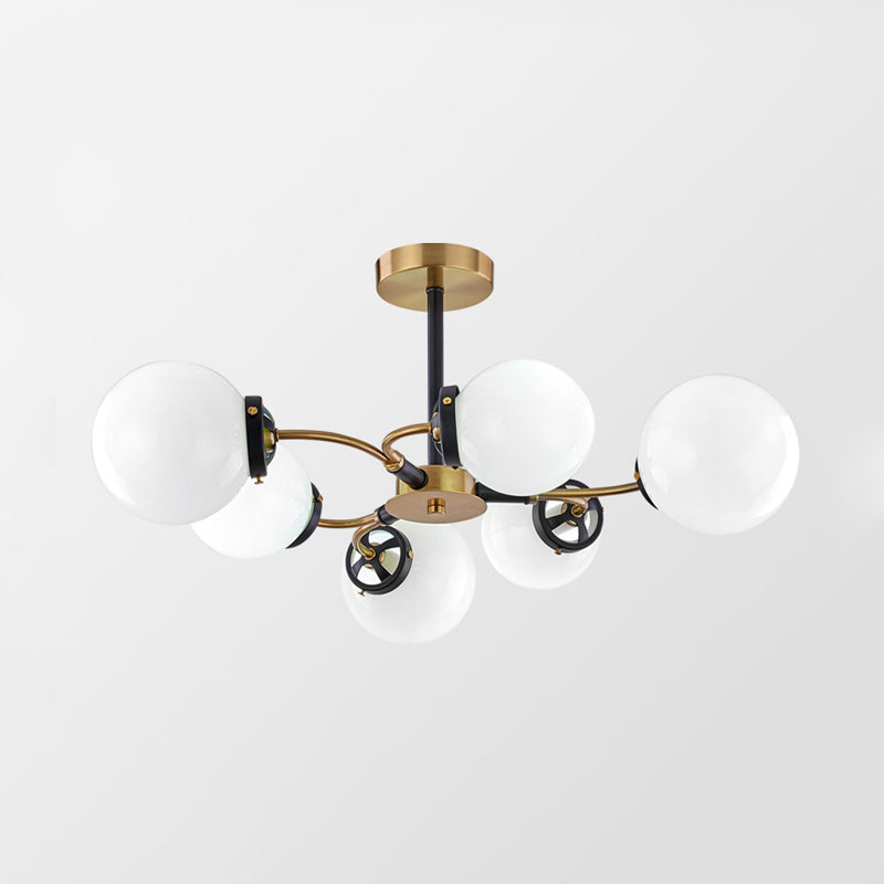 Minimalist Sphere Semi Flush White/Smoke Gray Glass 4/6/8 Lights Living Room Ceiling Light Fixture 6 White Clearhalo 'Ceiling Lights' 'Close To Ceiling Lights' 'Close to ceiling' 'Glass shade' 'Glass' 'Semi-flushmount' Lighting' 311210