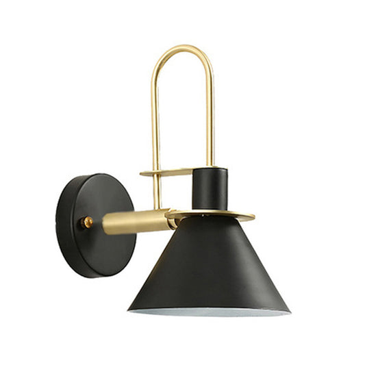 1 Light Bedside Wall Mounted Light Simple Black/White/Green Sconce Lamp with Conical Metal Shade Clearhalo 'Cast Iron' 'Glass' 'Industrial' 'Modern wall lights' 'Modern' 'Tiffany' 'Traditional wall lights' 'Wall Lamps & Sconces' 'Wall Lights' Lighting' 311250