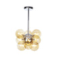 Minimalist Globe Semi Flush Lighting Gray/White/Red Glass 9 Lights Living Room Ceiling Lamp in Black/Brass/Chrome Chrome Amber Clearhalo 'Ceiling Lights' 'Close To Ceiling Lights' 'Close to ceiling' 'Semi-flushmount' Lighting' 311264