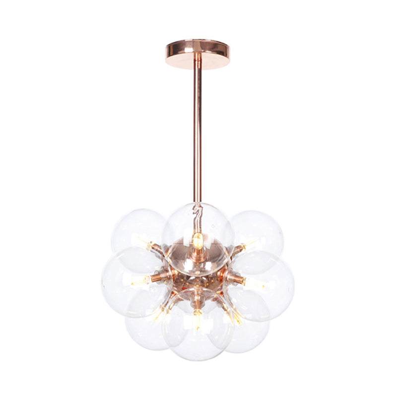 Globe Semi Flush Lighting Minimalist White/Green/Blue Glass 9 Lights Copper Ceiling Mounted Fixture Clearhalo 'Ceiling Lights' 'Chandeliers' 'Close To Ceiling Lights' 'Close to ceiling' 'Glass shade' 'Glass' 'Semi-flushmount' Lighting' 311287