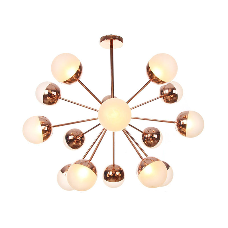 Globe Dining Room Semi Flush Mount White/Clear/Smoke Grey Glass 9/12/15 Lights Contemporary Semi Flush Light in Copper/Chrome/Gold Clearhalo 'Ceiling Lights' 'Close To Ceiling Lights' 'Close to ceiling' 'Glass shade' 'Glass' 'Semi-flushmount' Lighting' 311342