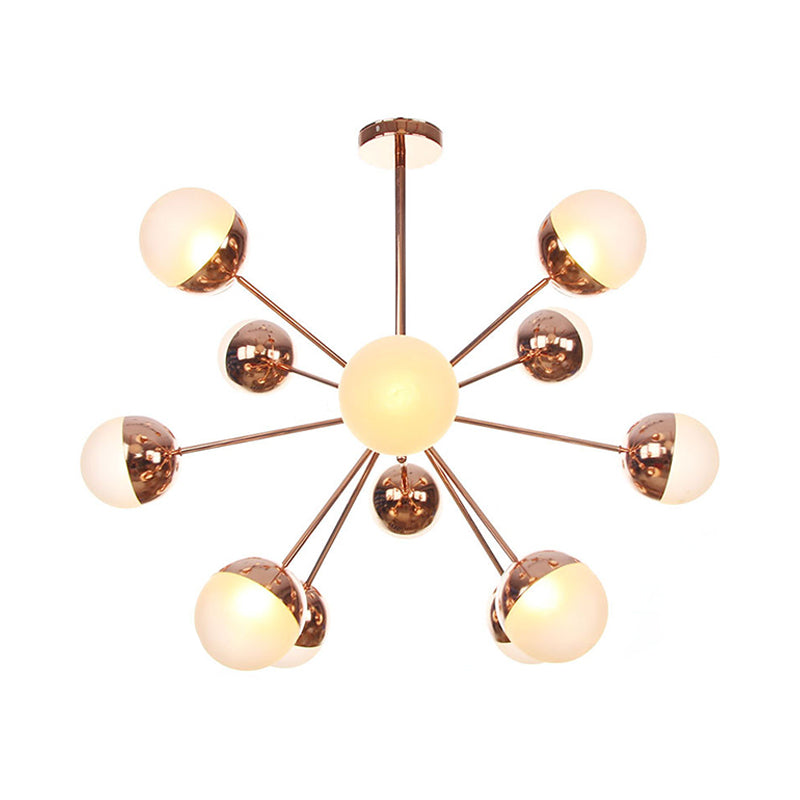 Globe Dining Room Semi Flush Mount White/Clear/Smoke Grey Glass 9/12/15 Lights Contemporary Semi Flush Light in Copper/Chrome/Gold Clearhalo 'Ceiling Lights' 'Close To Ceiling Lights' 'Close to ceiling' 'Glass shade' 'Glass' 'Semi-flushmount' Lighting' 311343