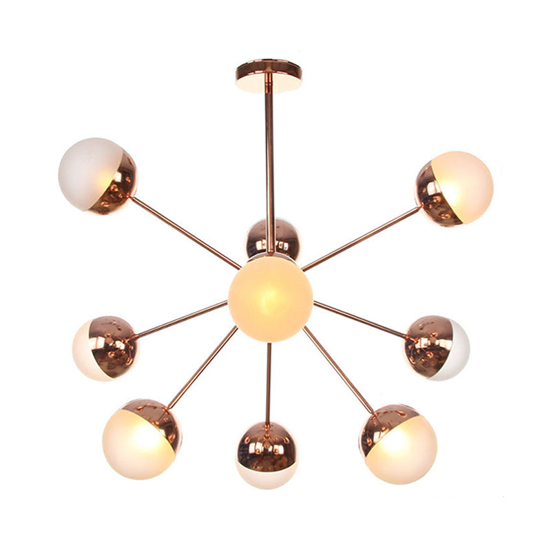 Globe Dining Room Semi Flush Mount White/Clear/Smoke Grey Glass 9/12/15 Lights Contemporary Semi Flush Light in Copper/Chrome/Gold Clearhalo 'Ceiling Lights' 'Close To Ceiling Lights' 'Close to ceiling' 'Glass shade' 'Glass' 'Semi-flushmount' Lighting' 311344