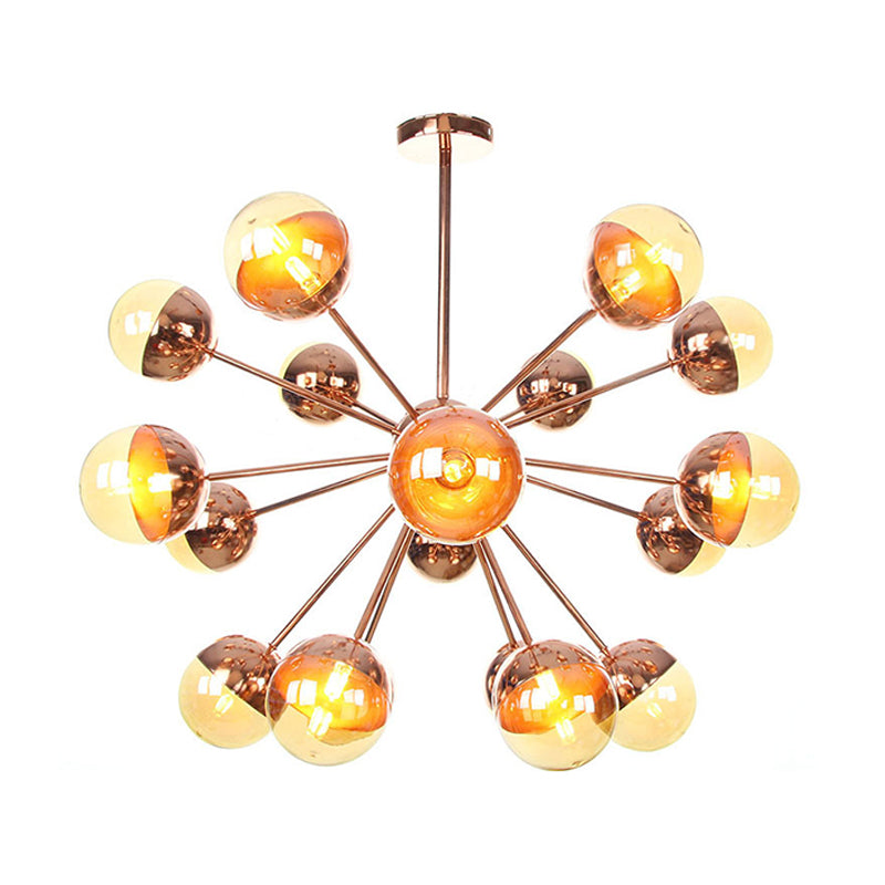 Globe Dining Room Semi Flush Mount White/Clear/Smoke Grey Glass 9/12/15 Lights Contemporary Semi Flush Light in Copper/Chrome/Gold Clearhalo 'Ceiling Lights' 'Close To Ceiling Lights' 'Close to ceiling' 'Glass shade' 'Glass' 'Semi-flushmount' Lighting' 311346