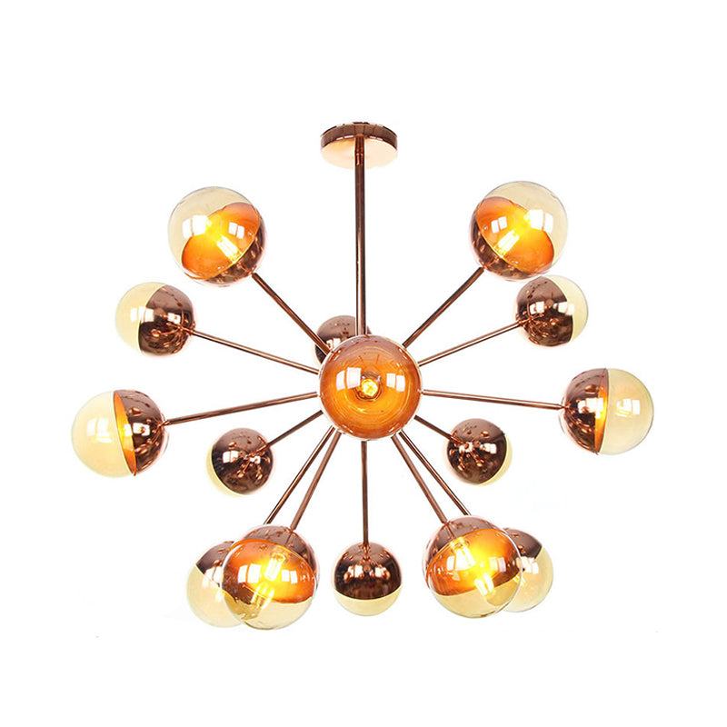 Globe Dining Room Semi Flush Mount White/Clear/Smoke Grey Glass 9/12/15 Lights Contemporary Semi Flush Light in Copper/Chrome/Gold Clearhalo 'Ceiling Lights' 'Close To Ceiling Lights' 'Close to ceiling' 'Glass shade' 'Glass' 'Semi-flushmount' Lighting' 311347