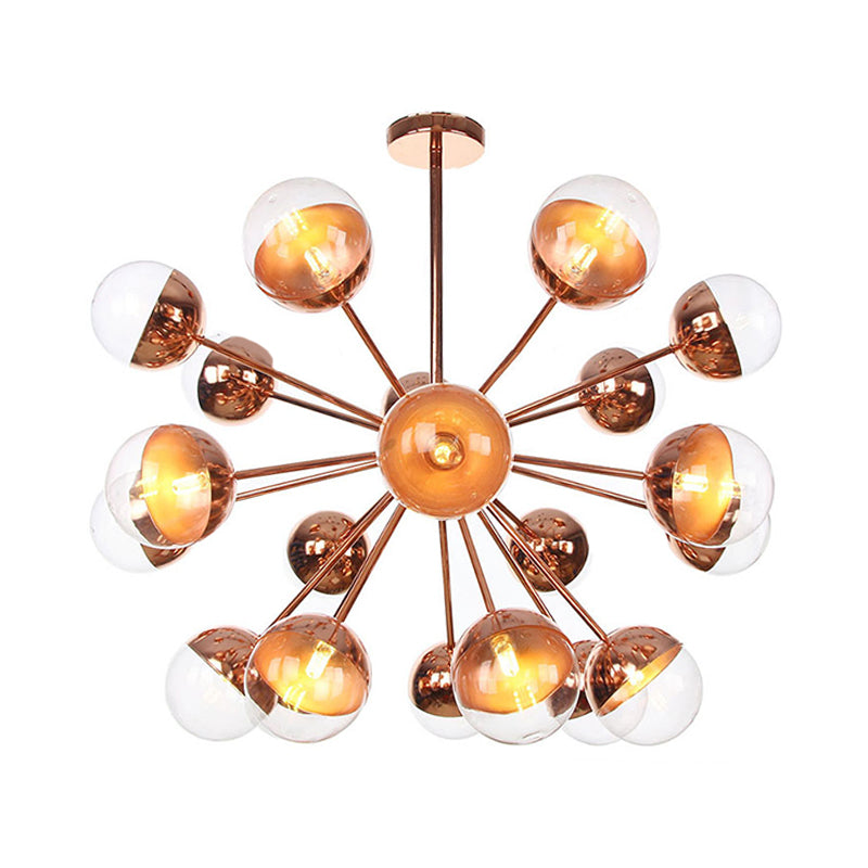 Globe Dining Room Semi Flush Mount White/Clear/Smoke Grey Glass 9/12/15 Lights Contemporary Semi Flush Light in Copper/Chrome/Gold Clearhalo 'Ceiling Lights' 'Close To Ceiling Lights' 'Close to ceiling' 'Glass shade' 'Glass' 'Semi-flushmount' Lighting' 311350