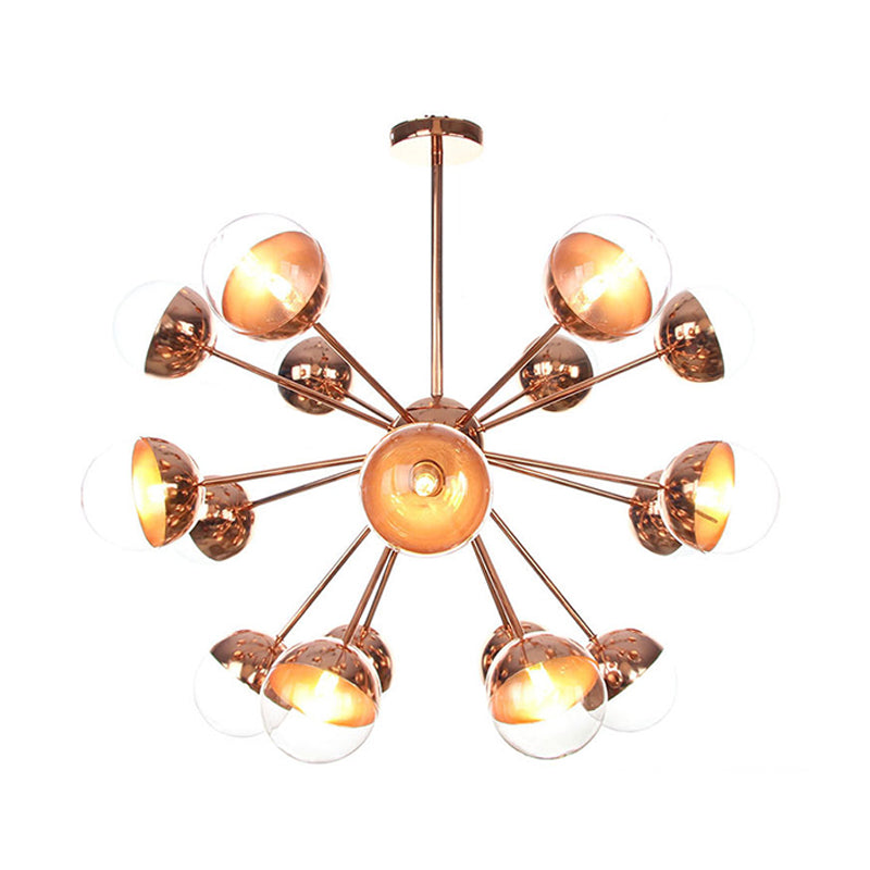 Globe Dining Room Semi Flush Mount White/Clear/Smoke Grey Glass 9/12/15 Lights Contemporary Semi Flush Light in Copper/Chrome/Gold Clearhalo 'Ceiling Lights' 'Close To Ceiling Lights' 'Close to ceiling' 'Glass shade' 'Glass' 'Semi-flushmount' Lighting' 311351