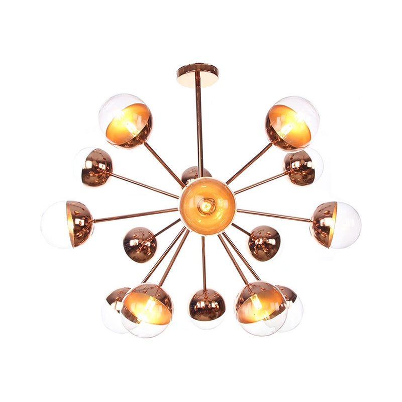 Globe Dining Room Semi Flush Mount White/Clear/Smoke Grey Glass 9/12/15 Lights Contemporary Semi Flush Light in Copper/Chrome/Gold Clearhalo 'Ceiling Lights' 'Close To Ceiling Lights' 'Close to ceiling' 'Glass shade' 'Glass' 'Semi-flushmount' Lighting' 311352