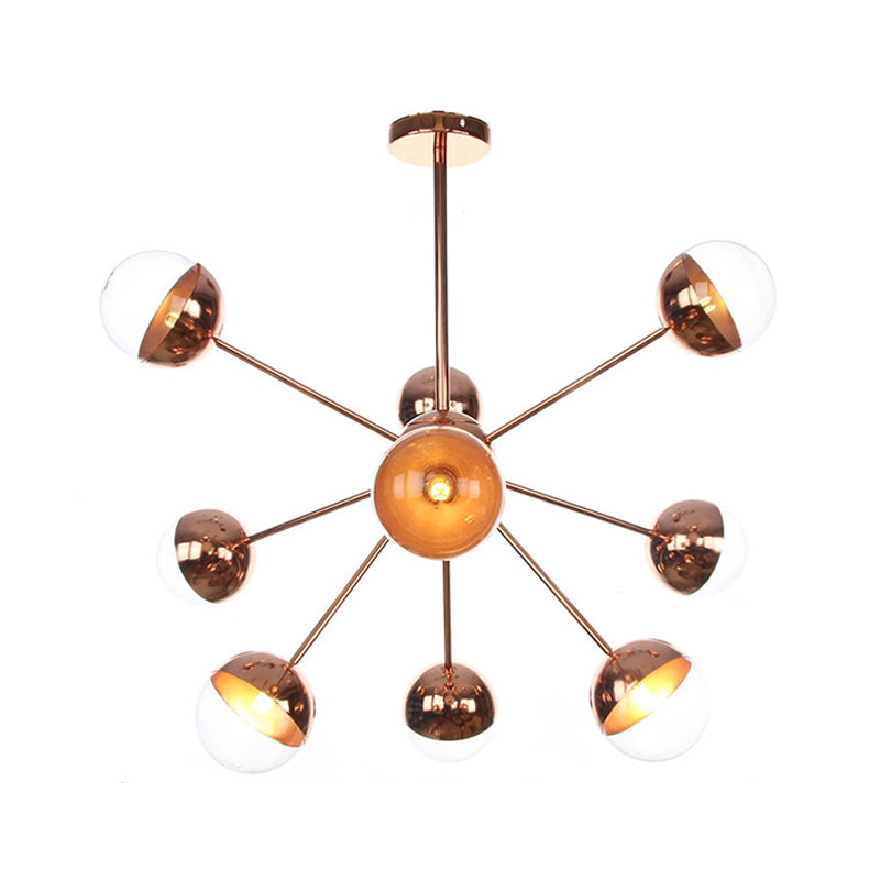 Globe Dining Room Semi Flush Mount White/Clear/Smoke Grey Glass 9/12/15 Lights Contemporary Semi Flush Light in Copper/Chrome/Gold Clearhalo 'Ceiling Lights' 'Close To Ceiling Lights' 'Close to ceiling' 'Glass shade' 'Glass' 'Semi-flushmount' Lighting' 311353