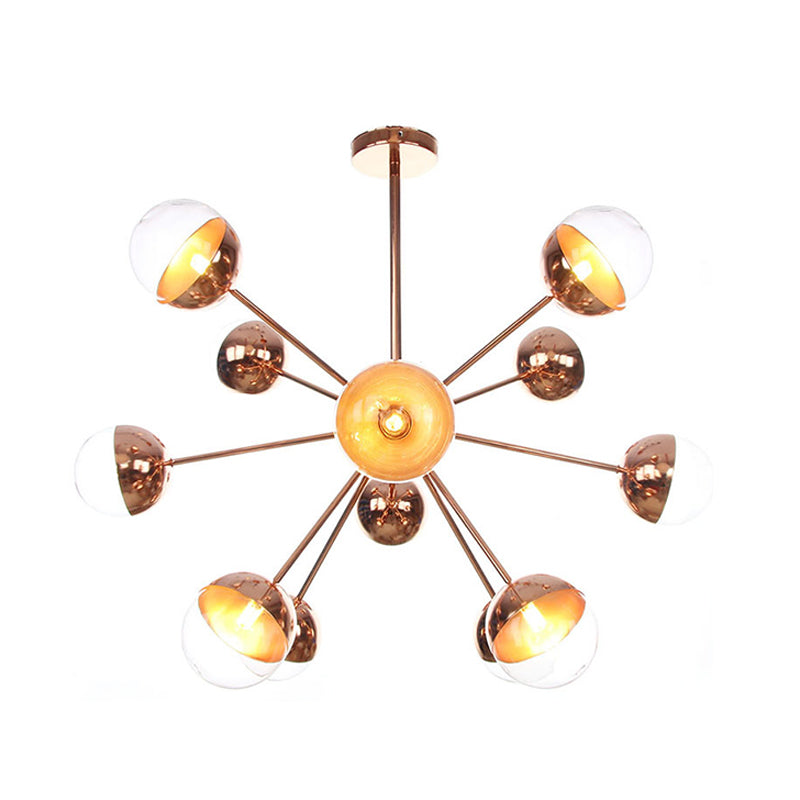 Globe Dining Room Semi Flush Mount White/Clear/Smoke Grey Glass 9/12/15 Lights Contemporary Semi Flush Light in Copper/Chrome/Gold Clearhalo 'Ceiling Lights' 'Close To Ceiling Lights' 'Close to ceiling' 'Glass shade' 'Glass' 'Semi-flushmount' Lighting' 311354