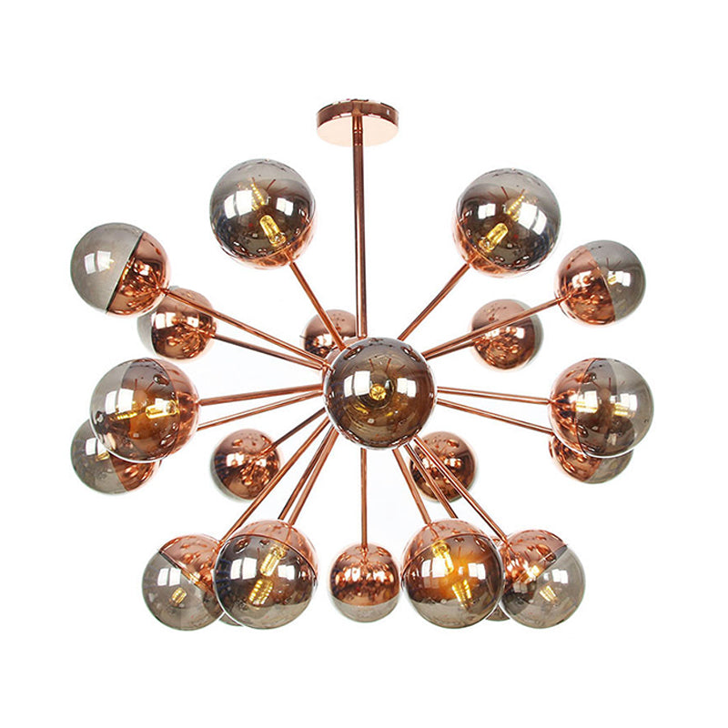 Globe Dining Room Semi Flush Mount White/Clear/Smoke Grey Glass 9/12/15 Lights Contemporary Semi Flush Light in Copper/Chrome/Gold Clearhalo 'Ceiling Lights' 'Close To Ceiling Lights' 'Close to ceiling' 'Glass shade' 'Glass' 'Semi-flushmount' Lighting' 311355