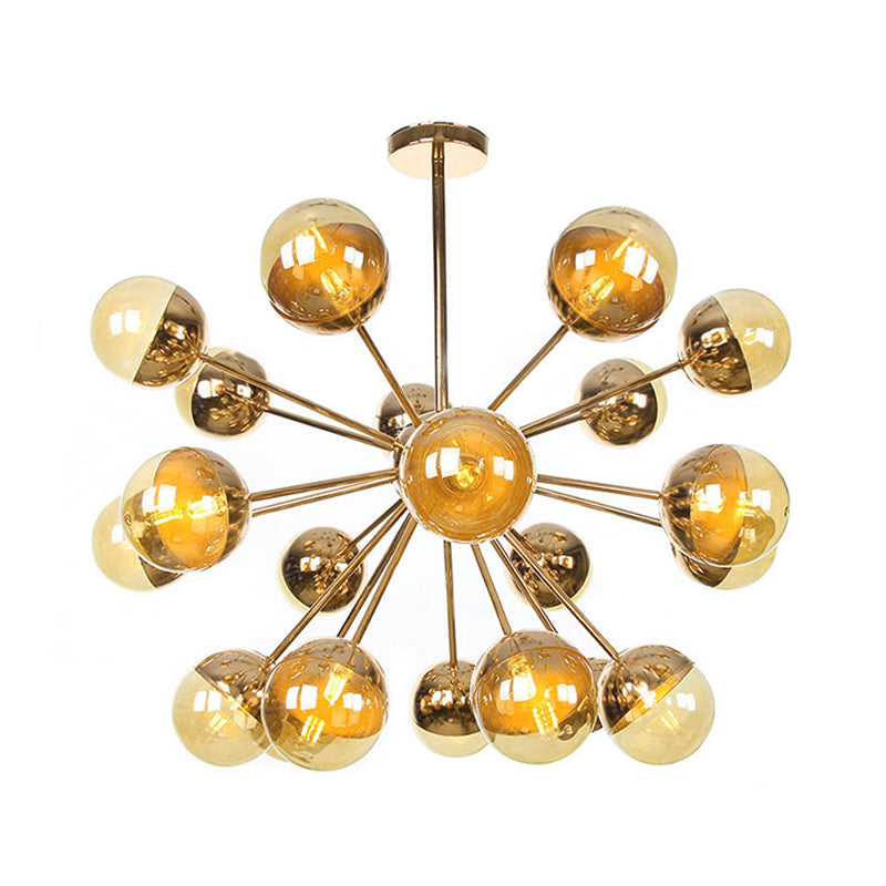 Globe Dining Room Semi Flush Mount White/Clear/Smoke Grey Glass 9/12/15 Lights Contemporary Semi Flush Light in Copper/Chrome/Gold Clearhalo 'Ceiling Lights' 'Close To Ceiling Lights' 'Close to ceiling' 'Glass shade' 'Glass' 'Semi-flushmount' Lighting' 311365