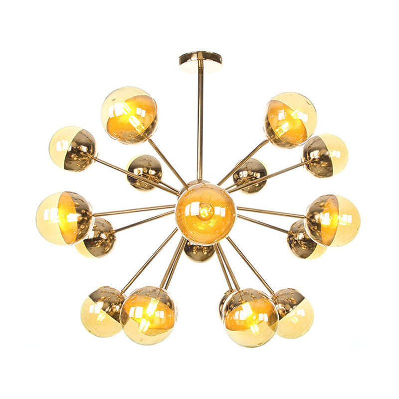 Globe Dining Room Semi Flush Mount White/Clear/Smoke Grey Glass 9/12/15 Lights Contemporary Semi Flush Light in Copper/Chrome/Gold Clearhalo 'Ceiling Lights' 'Close To Ceiling Lights' 'Close to ceiling' 'Glass shade' 'Glass' 'Semi-flushmount' Lighting' 311366
