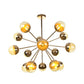 Globe Dining Room Semi Flush Mount White/Clear/Smoke Grey Glass 9/12/15 Lights Contemporary Semi Flush Light in Copper/Chrome/Gold Clearhalo 'Ceiling Lights' 'Close To Ceiling Lights' 'Close to ceiling' 'Glass shade' 'Glass' 'Semi-flushmount' Lighting' 311367