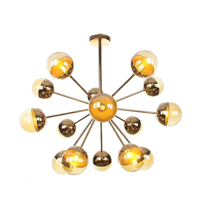 Globe Dining Room Semi Flush Mount White/Clear/Smoke Grey Glass 9/12/15 Lights Contemporary Semi Flush Light in Copper/Chrome/Gold Clearhalo 'Ceiling Lights' 'Close To Ceiling Lights' 'Close to ceiling' 'Glass shade' 'Glass' 'Semi-flushmount' Lighting' 311367