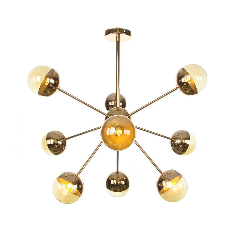 Globe Dining Room Semi Flush Mount White/Clear/Smoke Grey Glass 9/12/15 Lights Contemporary Semi Flush Light in Copper/Chrome/Gold Clearhalo 'Ceiling Lights' 'Close To Ceiling Lights' 'Close to ceiling' 'Glass shade' 'Glass' 'Semi-flushmount' Lighting' 311369