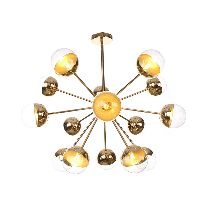 Globe Dining Room Semi Flush Mount White/Clear/Smoke Grey Glass 9/12/15 Lights Contemporary Semi Flush Light in Copper/Chrome/Gold Clearhalo 'Ceiling Lights' 'Close To Ceiling Lights' 'Close to ceiling' 'Glass shade' 'Glass' 'Semi-flushmount' Lighting' 311372