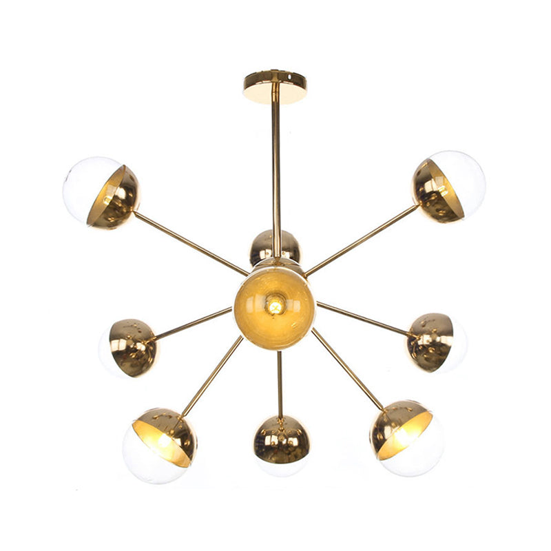 Globe Dining Room Semi Flush Mount White/Clear/Smoke Grey Glass 9/12/15 Lights Contemporary Semi Flush Light in Copper/Chrome/Gold Clearhalo 'Ceiling Lights' 'Close To Ceiling Lights' 'Close to ceiling' 'Glass shade' 'Glass' 'Semi-flushmount' Lighting' 311373