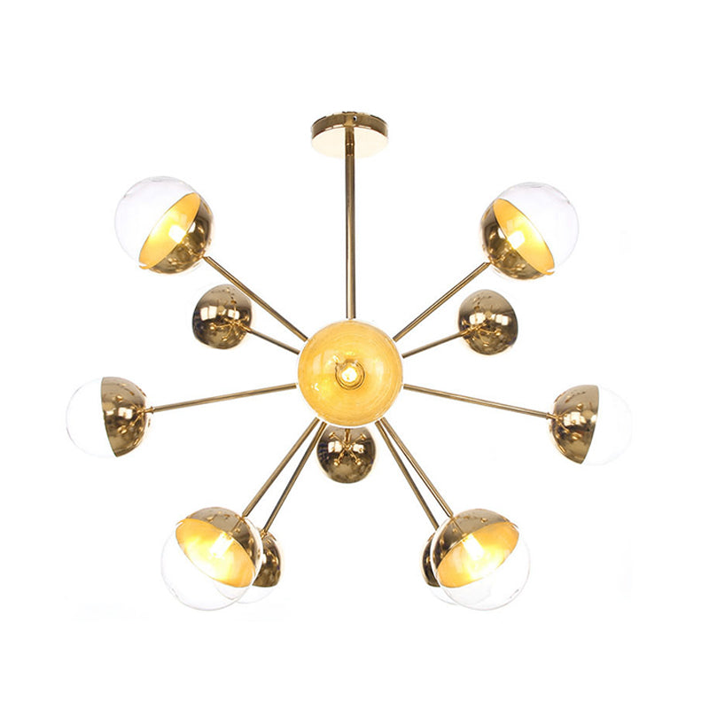 Globe Dining Room Semi Flush Mount White/Clear/Smoke Grey Glass 9/12/15 Lights Contemporary Semi Flush Light in Copper/Chrome/Gold Clearhalo 'Ceiling Lights' 'Close To Ceiling Lights' 'Close to ceiling' 'Glass shade' 'Glass' 'Semi-flushmount' Lighting' 311374