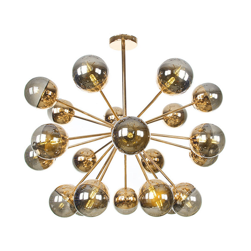 Globe Dining Room Semi Flush Mount White/Clear/Smoke Grey Glass 9/12/15 Lights Contemporary Semi Flush Light in Copper/Chrome/Gold Clearhalo 'Ceiling Lights' 'Close To Ceiling Lights' 'Close to ceiling' 'Glass shade' 'Glass' 'Semi-flushmount' Lighting' 311375