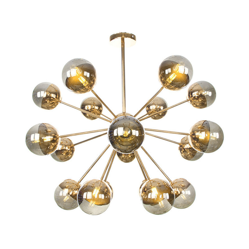 Globe Dining Room Semi Flush Mount White/Clear/Smoke Grey Glass 9/12/15 Lights Contemporary Semi Flush Light in Copper/Chrome/Gold Clearhalo 'Ceiling Lights' 'Close To Ceiling Lights' 'Close to ceiling' 'Glass shade' 'Glass' 'Semi-flushmount' Lighting' 311376