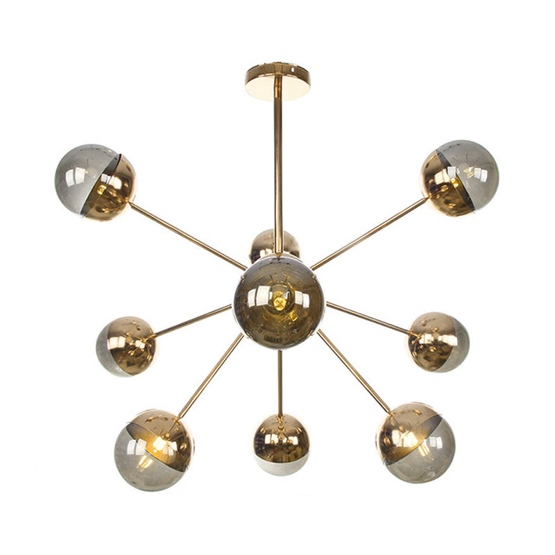 Globe Dining Room Semi Flush Mount White/Clear/Smoke Grey Glass 9/12/15 Lights Contemporary Semi Flush Light in Copper/Chrome/Gold Clearhalo 'Ceiling Lights' 'Close To Ceiling Lights' 'Close to ceiling' 'Glass shade' 'Glass' 'Semi-flushmount' Lighting' 311379