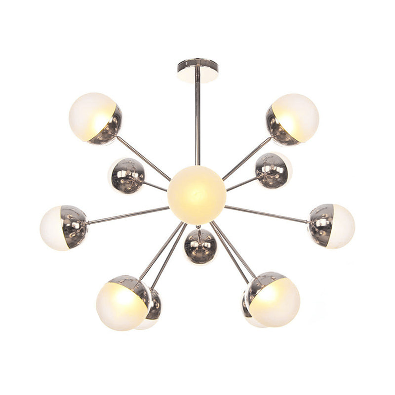 Globe Dining Room Semi Flush Mount White/Clear/Smoke Grey Glass 9/12/15 Lights Contemporary Semi Flush Light in Copper/Chrome/Gold Clearhalo 'Ceiling Lights' 'Close To Ceiling Lights' 'Close to ceiling' 'Glass shade' 'Glass' 'Semi-flushmount' Lighting' 311384