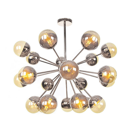 Globe Dining Room Semi Flush Mount White/Clear/Smoke Grey Glass 9/12/15 Lights Contemporary Semi Flush Light in Copper/Chrome/Gold Clearhalo 'Ceiling Lights' 'Close To Ceiling Lights' 'Close to ceiling' 'Glass shade' 'Glass' 'Semi-flushmount' Lighting' 311385