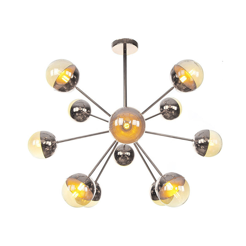 Globe Dining Room Semi Flush Mount White/Clear/Smoke Grey Glass 9/12/15 Lights Contemporary Semi Flush Light in Copper/Chrome/Gold Clearhalo 'Ceiling Lights' 'Close To Ceiling Lights' 'Close to ceiling' 'Glass shade' 'Glass' 'Semi-flushmount' Lighting' 311388