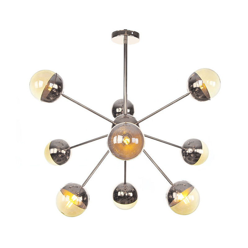 Globe Dining Room Semi Flush Mount White/Clear/Smoke Grey Glass 9/12/15 Lights Contemporary Semi Flush Light in Copper/Chrome/Gold Clearhalo 'Ceiling Lights' 'Close To Ceiling Lights' 'Close to ceiling' 'Glass shade' 'Glass' 'Semi-flushmount' Lighting' 311389
