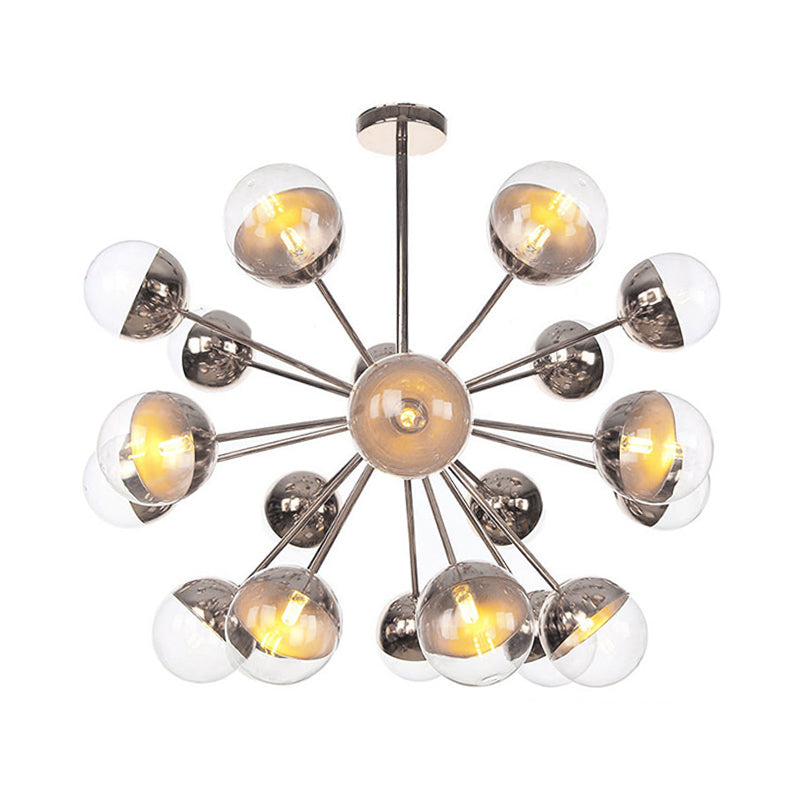 Globe Dining Room Semi Flush Mount White/Clear/Smoke Grey Glass 9/12/15 Lights Contemporary Semi Flush Light in Copper/Chrome/Gold Clearhalo 'Ceiling Lights' 'Close To Ceiling Lights' 'Close to ceiling' 'Glass shade' 'Glass' 'Semi-flushmount' Lighting' 311390