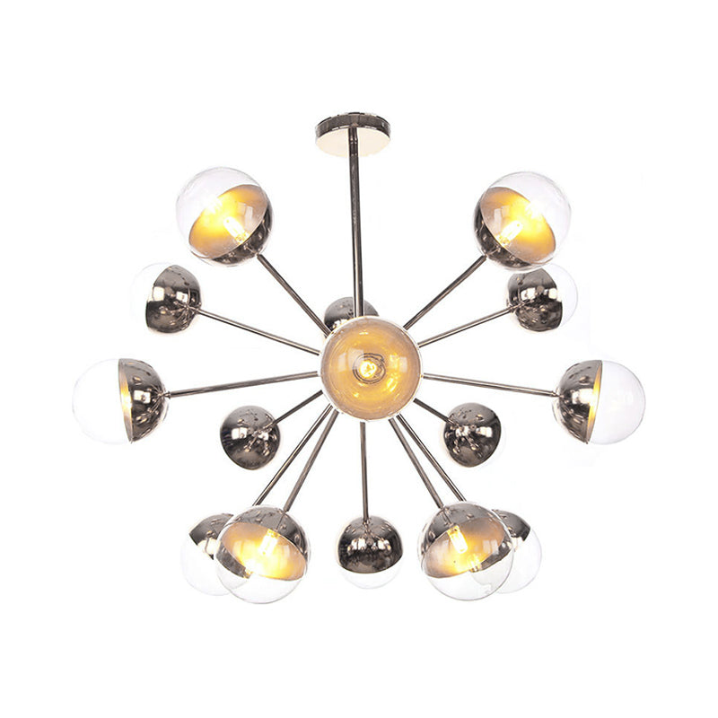 Globe Dining Room Semi Flush Mount White/Clear/Smoke Grey Glass 9/12/15 Lights Contemporary Semi Flush Light in Copper/Chrome/Gold Clearhalo 'Ceiling Lights' 'Close To Ceiling Lights' 'Close to ceiling' 'Glass shade' 'Glass' 'Semi-flushmount' Lighting' 311392