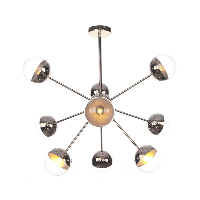 Globe Dining Room Semi Flush Mount White/Clear/Smoke Grey Glass 9/12/15 Lights Contemporary Semi Flush Light in Copper/Chrome/Gold Clearhalo 'Ceiling Lights' 'Close To Ceiling Lights' 'Close to ceiling' 'Glass shade' 'Glass' 'Semi-flushmount' Lighting' 311393