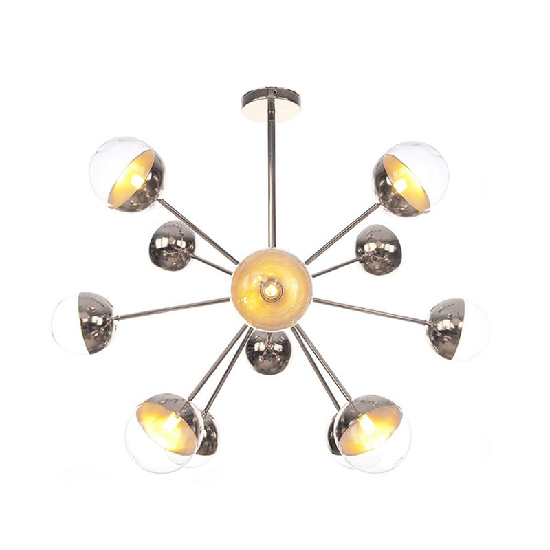 Globe Dining Room Semi Flush Mount White/Clear/Smoke Grey Glass 9/12/15 Lights Contemporary Semi Flush Light in Copper/Chrome/Gold Clearhalo 'Ceiling Lights' 'Close To Ceiling Lights' 'Close to ceiling' 'Glass shade' 'Glass' 'Semi-flushmount' Lighting' 311394