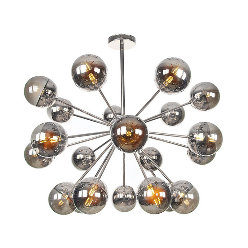 Globe Dining Room Semi Flush Mount White/Clear/Smoke Grey Glass 9/12/15 Lights Contemporary Semi Flush Light in Copper/Chrome/Gold Clearhalo 'Ceiling Lights' 'Close To Ceiling Lights' 'Close to ceiling' 'Glass shade' 'Glass' 'Semi-flushmount' Lighting' 311395