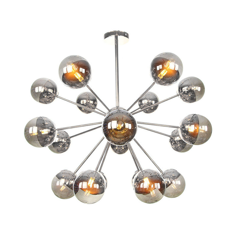 Globe Dining Room Semi Flush Mount White/Clear/Smoke Grey Glass 9/12/15 Lights Contemporary Semi Flush Light in Copper/Chrome/Gold Clearhalo 'Ceiling Lights' 'Close To Ceiling Lights' 'Close to ceiling' 'Glass shade' 'Glass' 'Semi-flushmount' Lighting' 311396