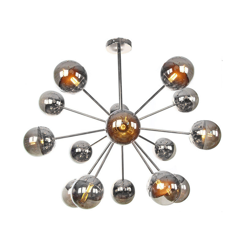 Globe Dining Room Semi Flush Mount White/Clear/Smoke Grey Glass 9/12/15 Lights Contemporary Semi Flush Light in Copper/Chrome/Gold Clearhalo 'Ceiling Lights' 'Close To Ceiling Lights' 'Close to ceiling' 'Glass shade' 'Glass' 'Semi-flushmount' Lighting' 311397