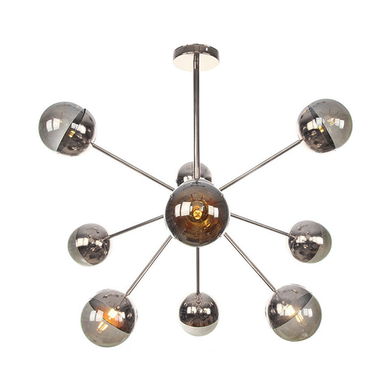Globe Dining Room Semi Flush Mount White/Clear/Smoke Grey Glass 9/12/15 Lights Contemporary Semi Flush Light in Copper/Chrome/Gold Clearhalo 'Ceiling Lights' 'Close To Ceiling Lights' 'Close to ceiling' 'Glass shade' 'Glass' 'Semi-flushmount' Lighting' 311399