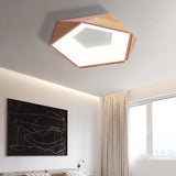 18"/21.5" W Pentagon LED Ceiling Lamp Kit Nordic Style Natural Wood Grey/White/Pink Flushmount in Warm/White Light Clearhalo 'Ceiling Lights' 'Close To Ceiling Lights' 'Close to ceiling' 'Flush mount' Lighting' 311417