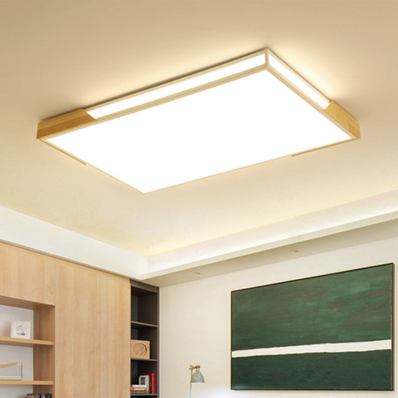 25.5"/34.5" W Slim Rectangle Flush Lighting Minimalist Wood White Flushmount in Warm/White Light with Acrylic Diffuser White Warm Clearhalo 'Ceiling Lights' 'Close To Ceiling Lights' 'Close to ceiling' 'Flush mount' Lighting' 312344