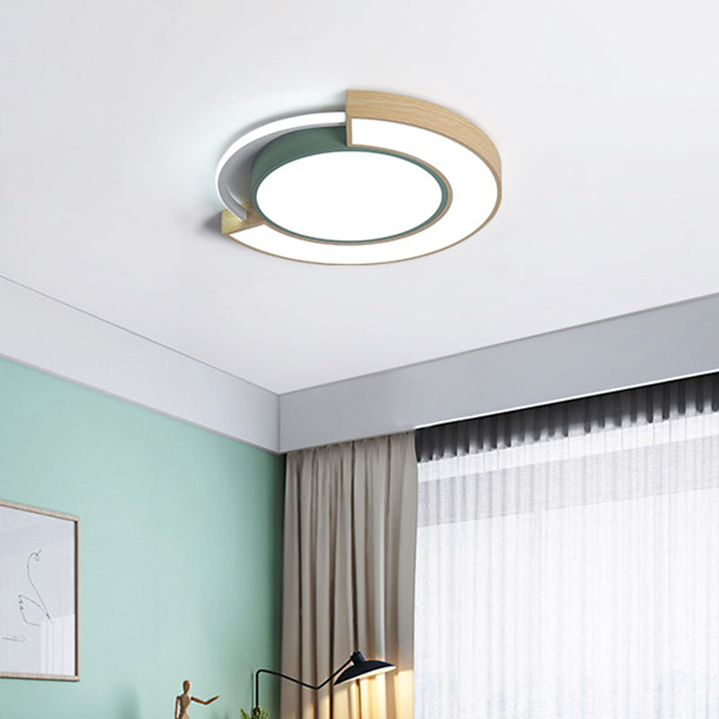 16.5"/20.5" Dia Acrylic Round Flush Mount Fixture Modernist LED Grey/Green Flush Light in White/Warm Light Green White Clearhalo 'Ceiling Lights' 'Close To Ceiling Lights' 'Close to ceiling' 'Flush mount' Lighting' 312658