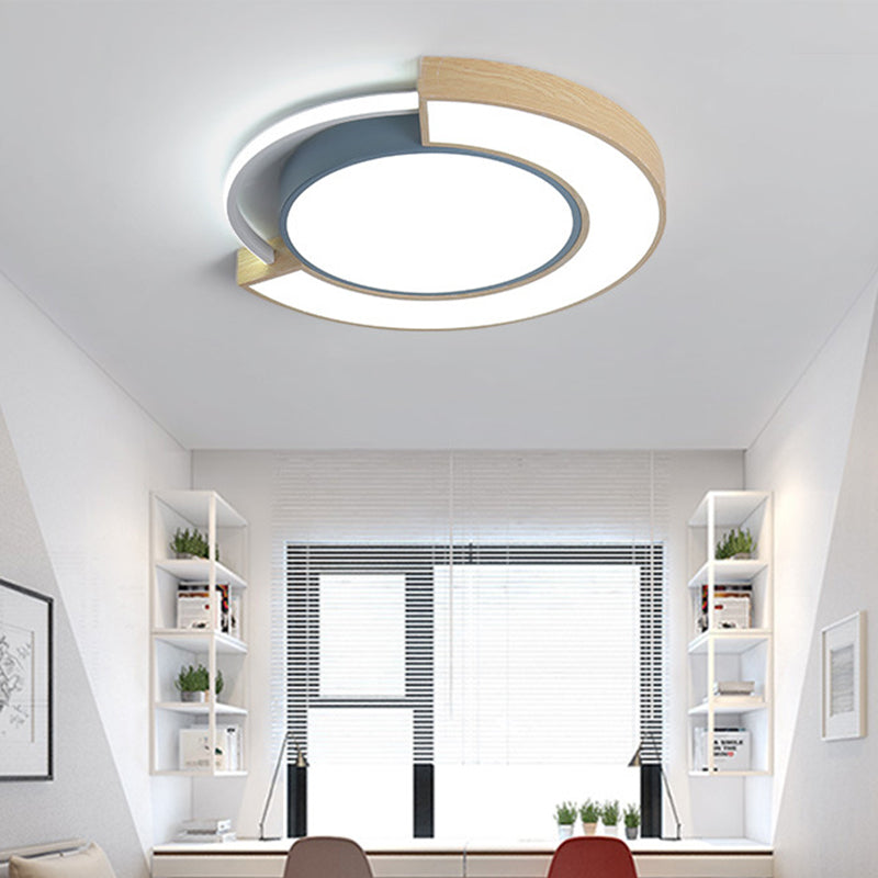 16.5"/20.5" Dia Acrylic Round Flush Mount Fixture Modernist LED Grey/Green Flush Light in White/Warm Light Grey White Clearhalo 'Ceiling Lights' 'Close To Ceiling Lights' 'Close to ceiling' 'Flush mount' Lighting' 312661