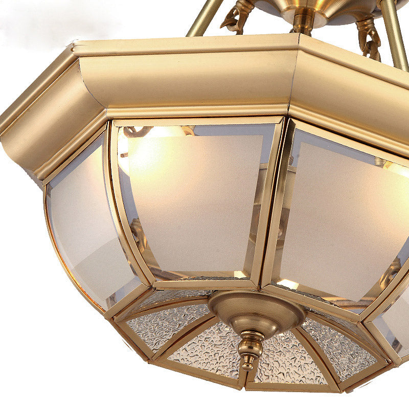 Bowl Dining Room Ceiling Lighting Traditional Opaque Glass 3/4 Bulbs Brass Semi Flush Mount Ceiling Light, 14"/16"/18" Dia Clearhalo 'Ceiling Lights' 'Chandeliers' 'Close To Ceiling Lights' 'Close to ceiling' 'Glass shade' 'Glass' 'Semi-flushmount' Lighting' 313101