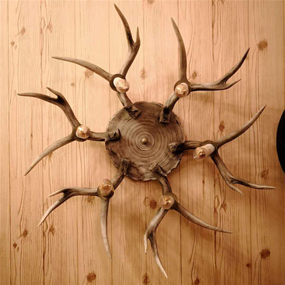 6/8 Heads Resin Flush Mount Lighting Traditionary Brown Antler Dining Room Ceiling Light Fixture 6 Brown Clearhalo 'Ceiling Lights' 'Close To Ceiling Lights' 'Close to ceiling' 'Flush mount' Lighting' 313102