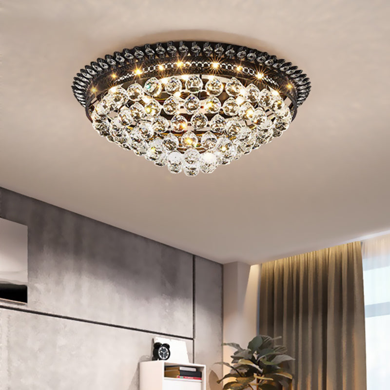 Dome Flush Mount Lamp Modern Crystal Ball Black LED Ceiling Lighting for Bedroom Clearhalo 'Ceiling Lights' 'Close To Ceiling Lights' 'Close to ceiling' 'Flush mount' Lighting' 313140